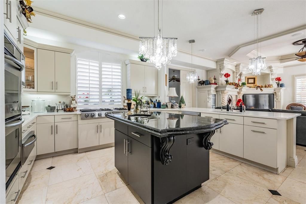 Chandelier, Interior, Kitchen, Pendant Lights, Recessed Lighting, Stainless Steel Appliances