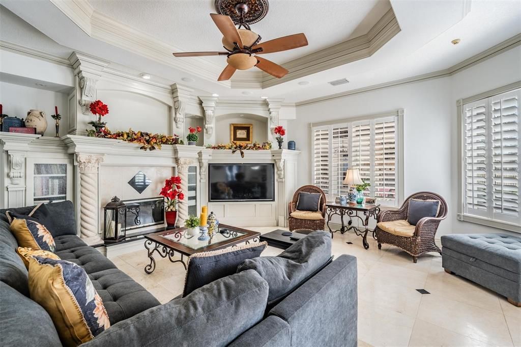 Fireplace, Interior, Living room, Recessed Lighting