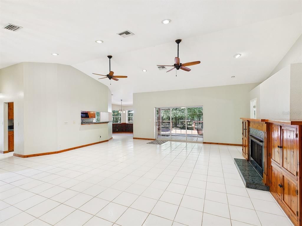 Empty room, Fireplace, Interior, Recessed Lighting