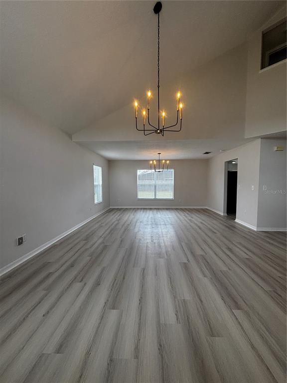 Chandelier, Empty room, Interior, Wood Texture Flooring