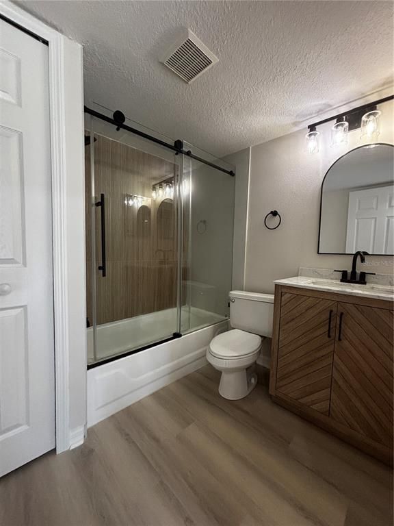 Bathroom, Glass Shower, Interior, Wood Texture Flooring