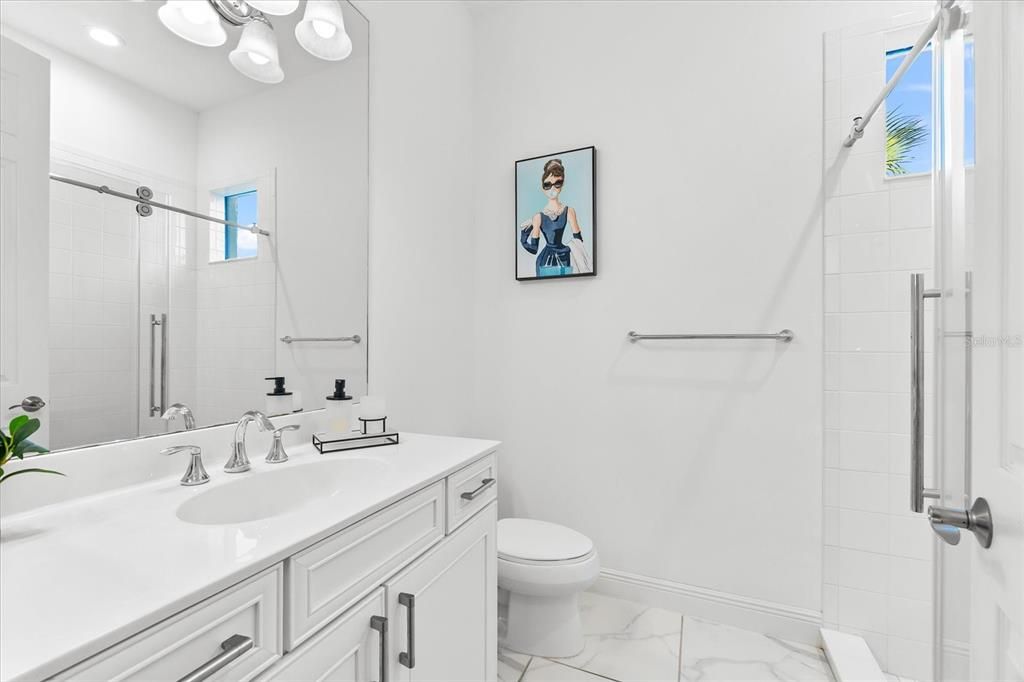 Bathroom, Interior, Marble, Recessed Lighting