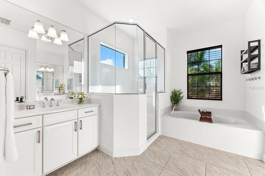Bathroom, Dual Sink Vanities, Glass Shower, Interior