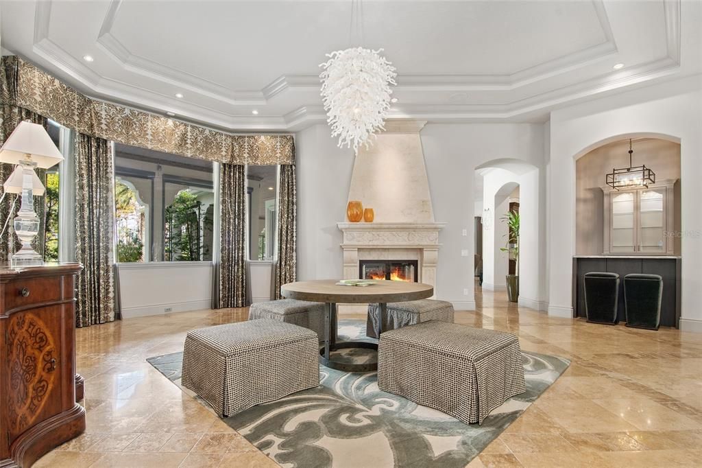 Chandelier, Fireplace, Interior, Pendant Lights, Recessed Lighting