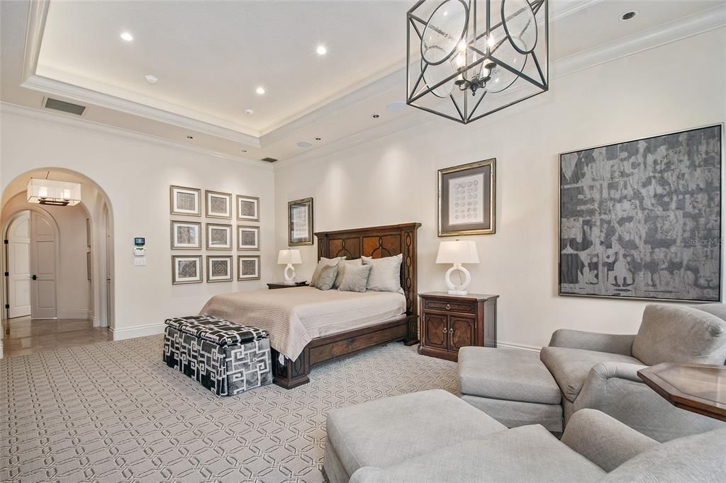 Bedroom, Chandelier, Interior, Recessed Lighting