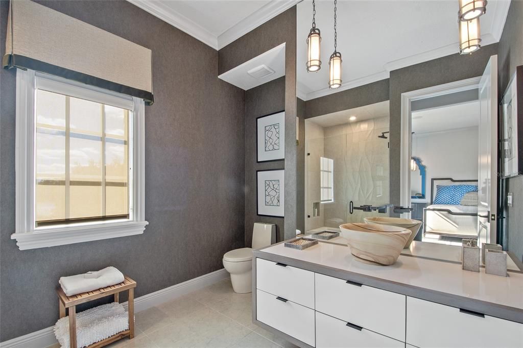 Bathroom, Dual Sink Vanities, Interior, Pendant Lights