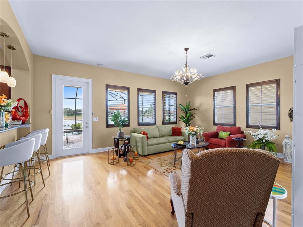 Chandelier, Interior, Living room, Pendant Lights, Wood Texture Flooring