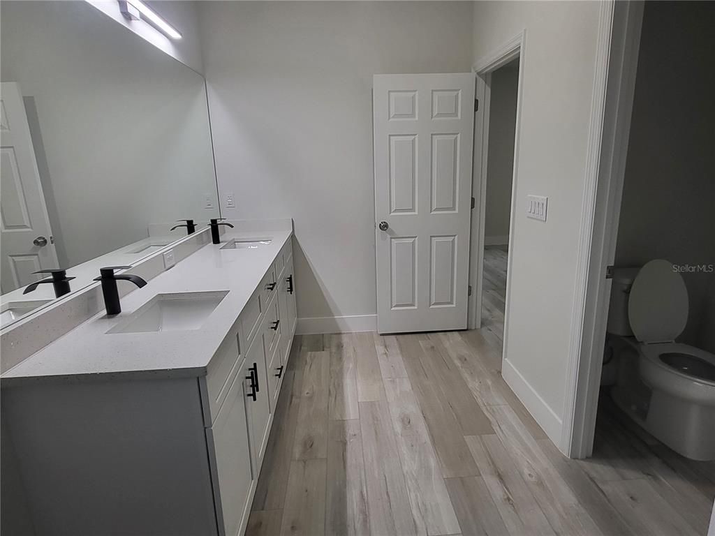 Bathroom, Dual Sink Vanities, Interior, Wood Texture Flooring