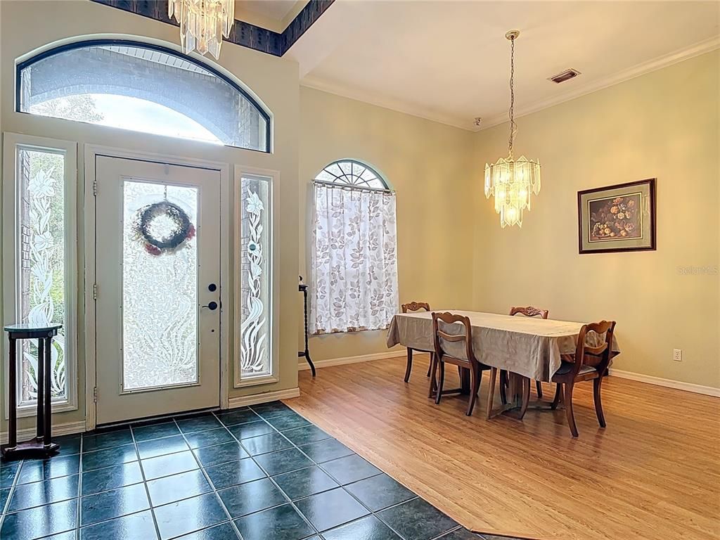 Chandelier, Dining room, Interior, Wood Texture Flooring