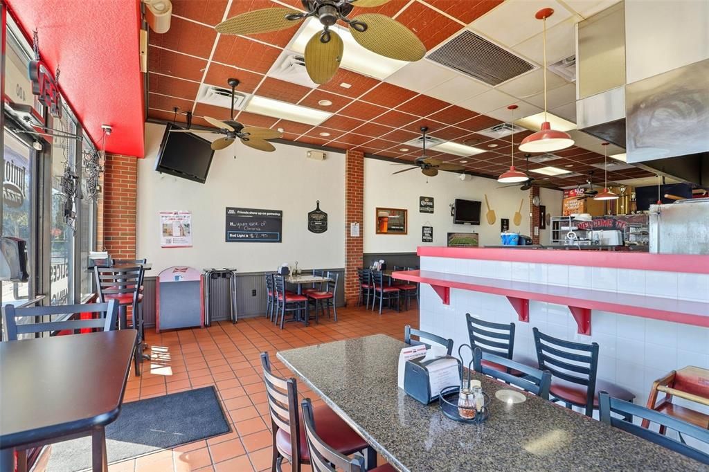 Dining room, Interior, Pendant Lights, Recessed Lighting, Stone Walls