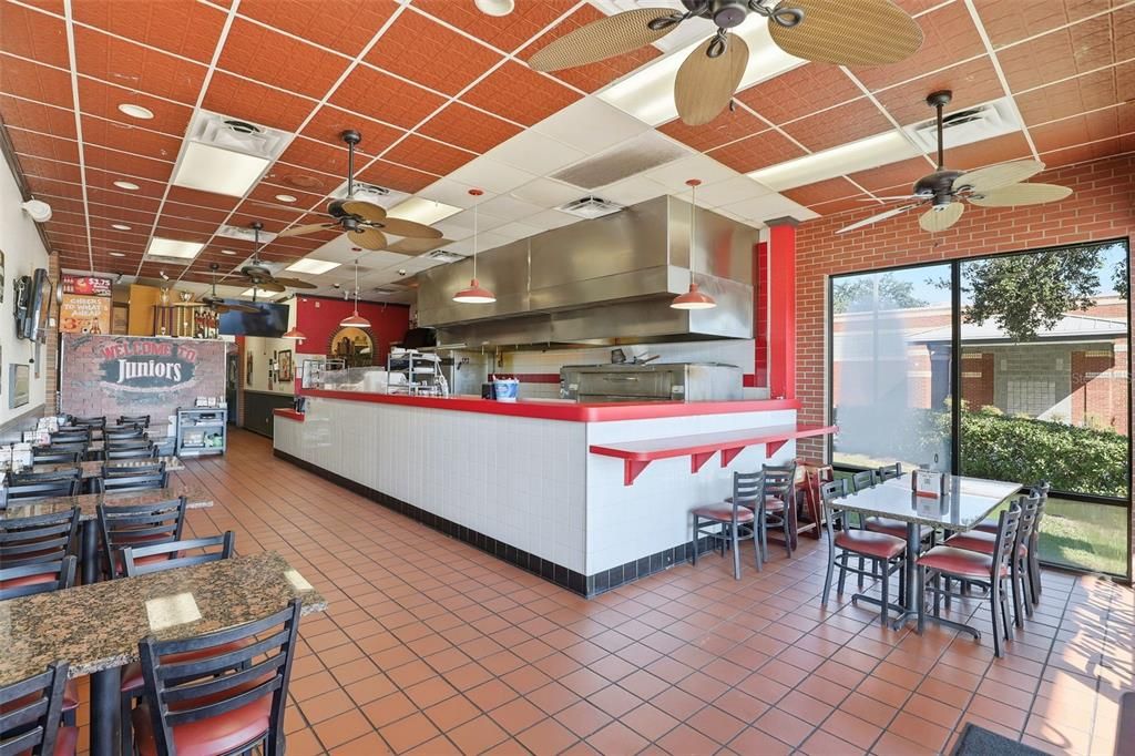 Dining room, Interior, Recessed Lighting, Stone Walls