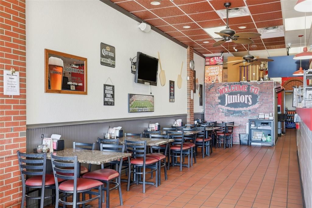 Dining room, Interior, Recessed Lighting, Stone Walls