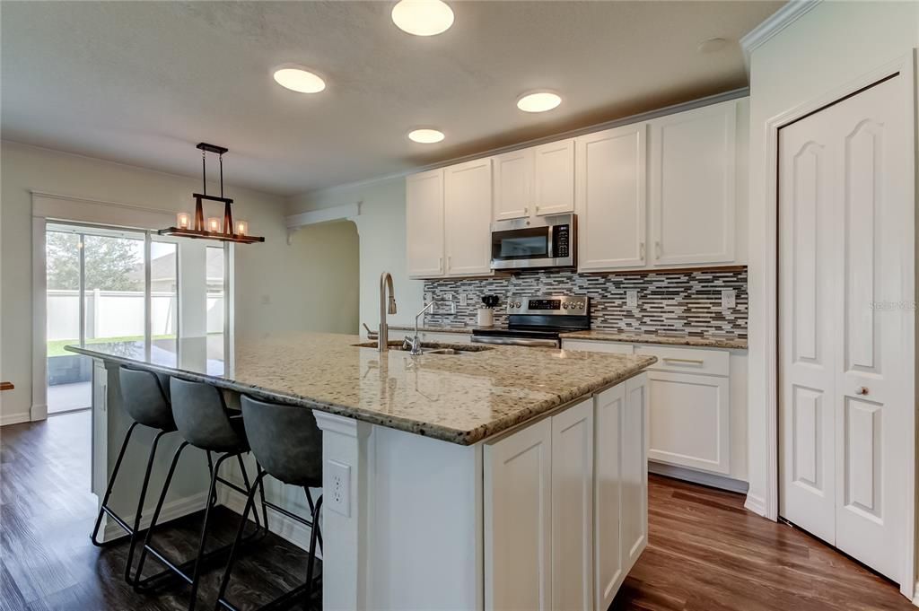 Interior, Kitchen, Pendant Lights, Recessed Lighting, Wood Texture Flooring