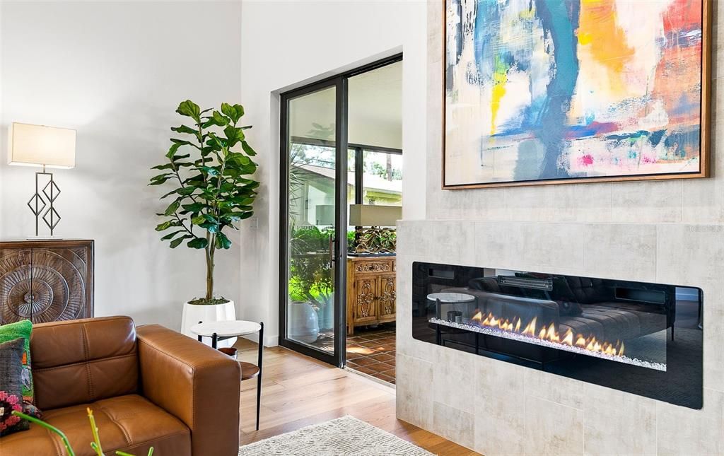 Fireplace, Interior, Wood Texture Flooring