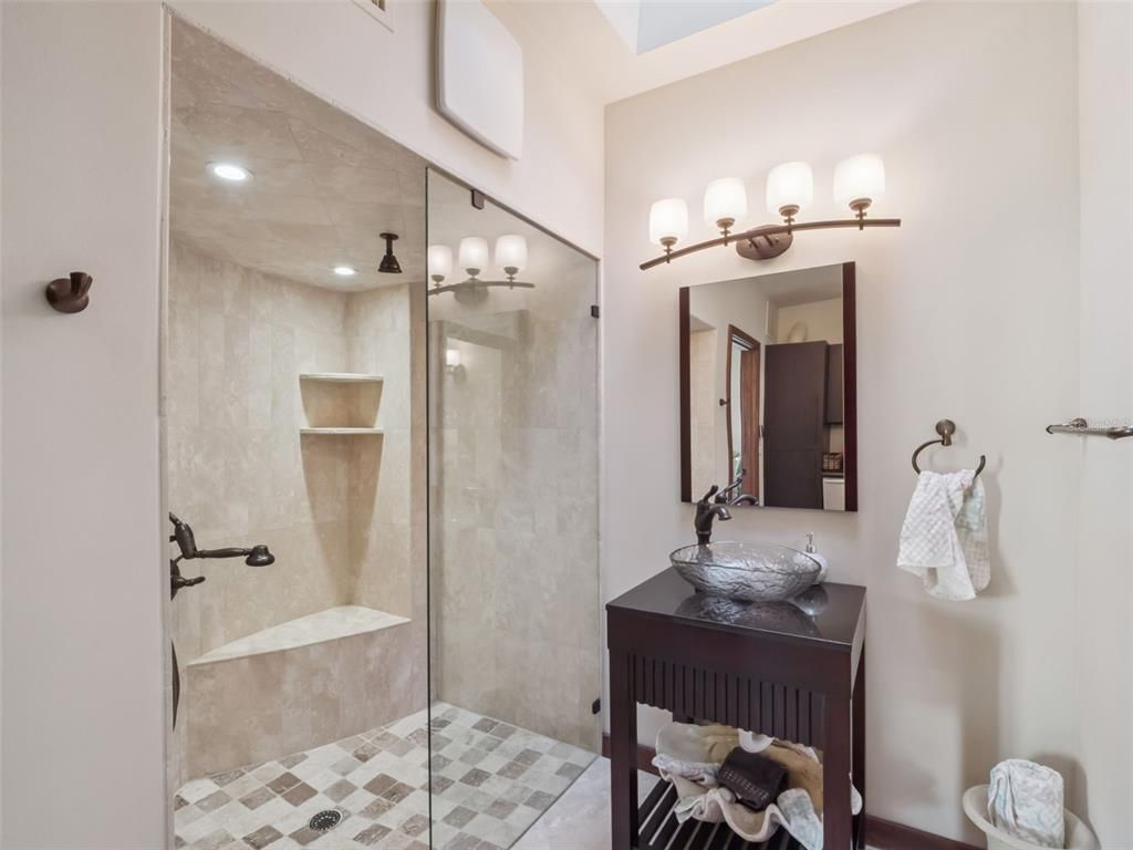 Bathroom, Glass Shower, Interior, Recessed Lighting
