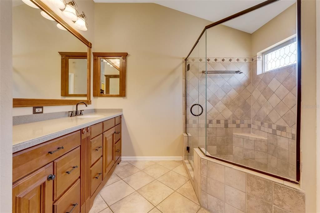 Bathroom, Dual Sink Vanities, Glass Shower, Interior