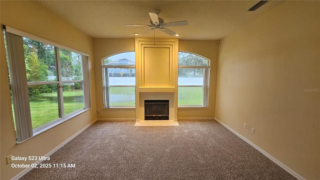 Empty room, Fireplace, Interior, Recessed Lighting