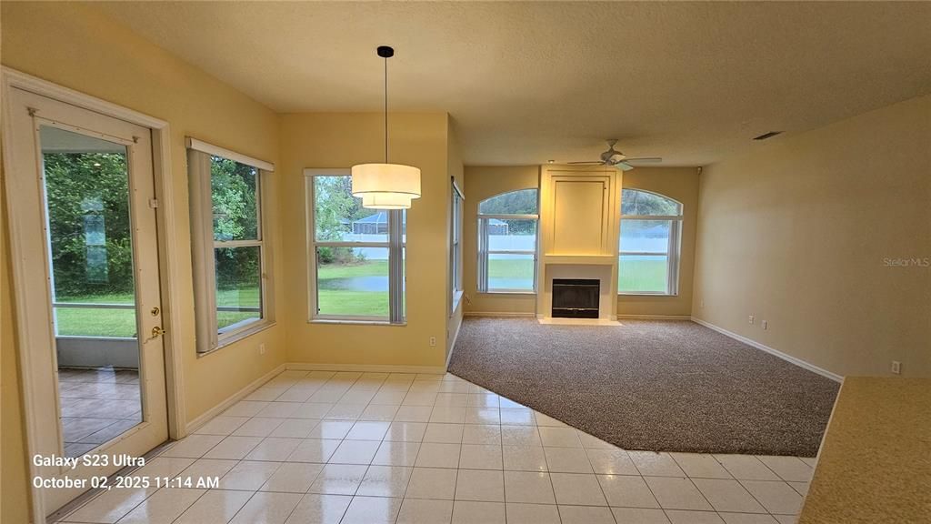 Empty room, Fireplace, Interior, Pendant Lights
