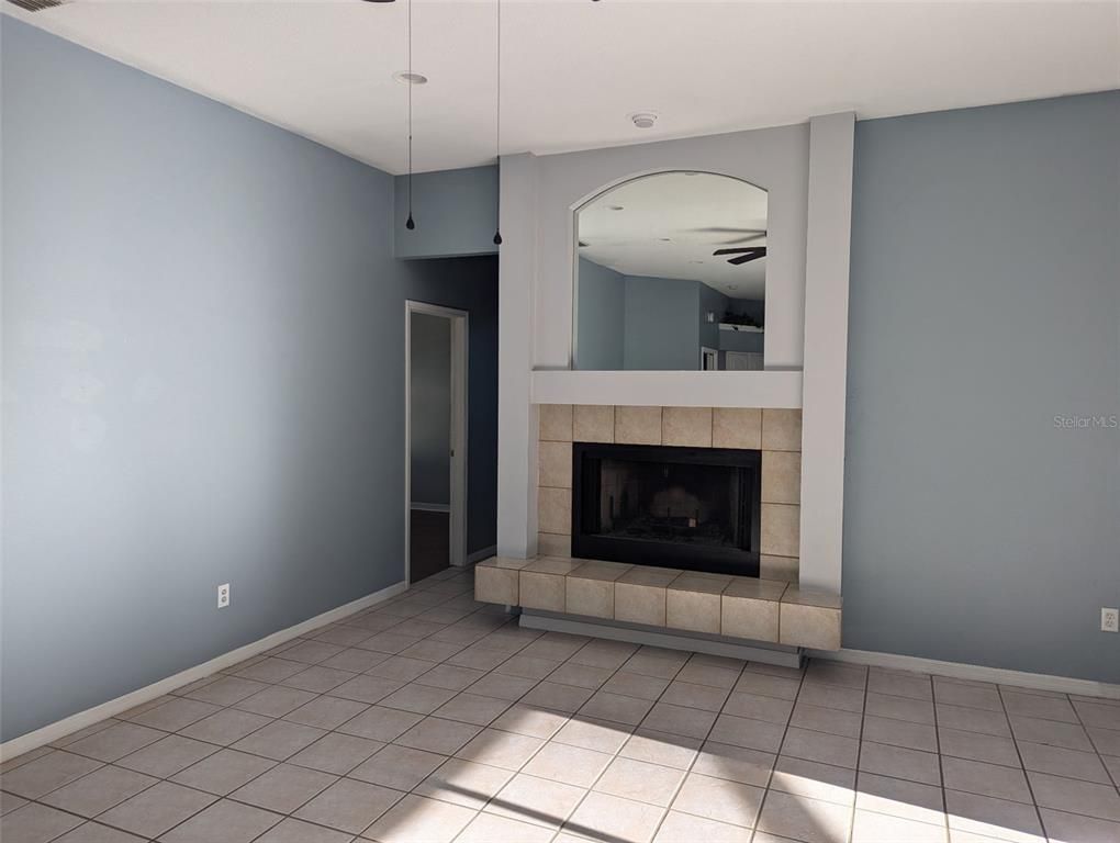 Empty room, Fireplace, Interior, Pendant Lights