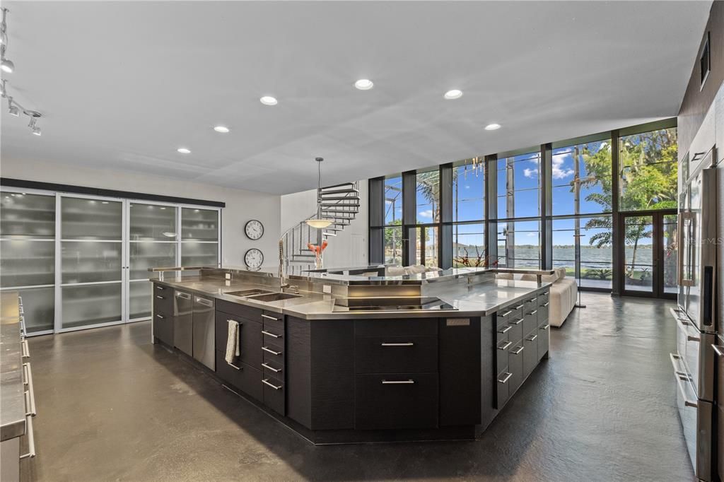 Interior, Kitchen, Pendant Lights, Recessed Lighting, Stainless Steel Appliances