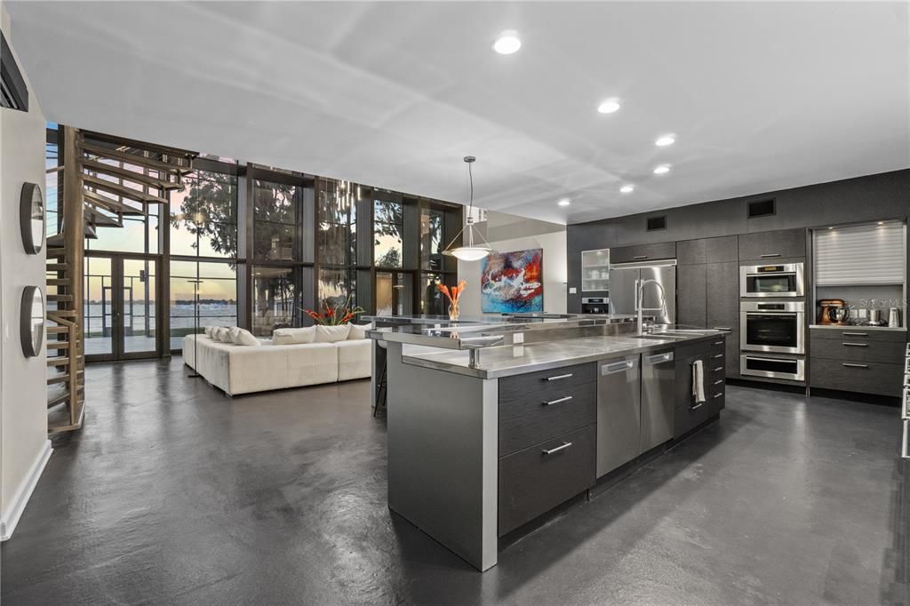 Interior, Kitchen, Living room, Pendant Lights, Recessed Lighting, Stainless Steel Appliances