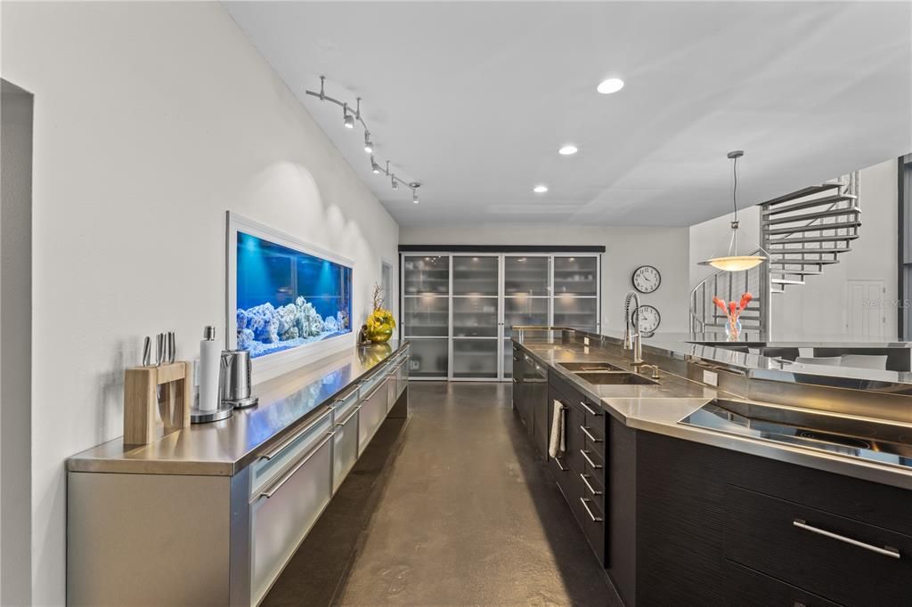 Interior, Kitchen, Pendant Lights, Recessed Lighting, Stainless Steel Appliances