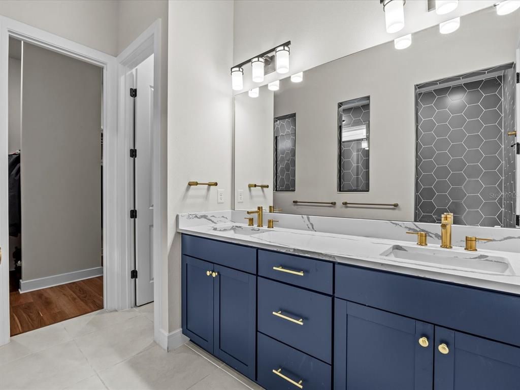 Bathroom, Dual Sink Vanities, Interior, Wood Texture Flooring