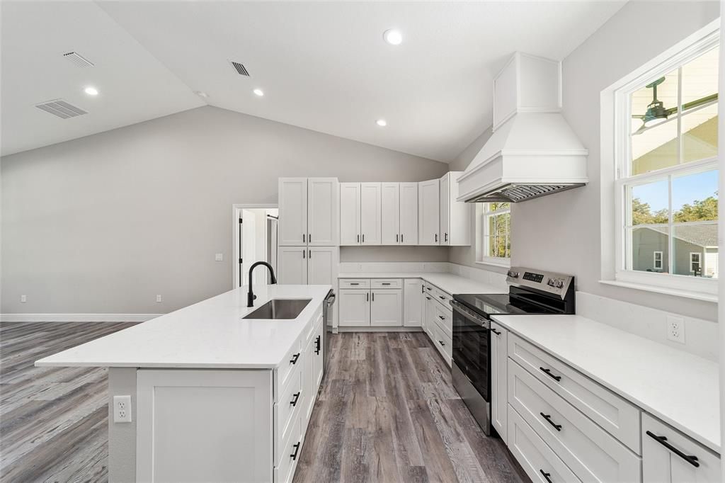 Interior, Kitchen, Recessed Lighting, Wood Texture Flooring