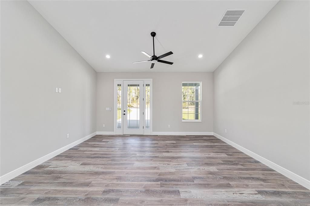 Empty room, Interior, Recessed Lighting, Wood Texture Flooring
