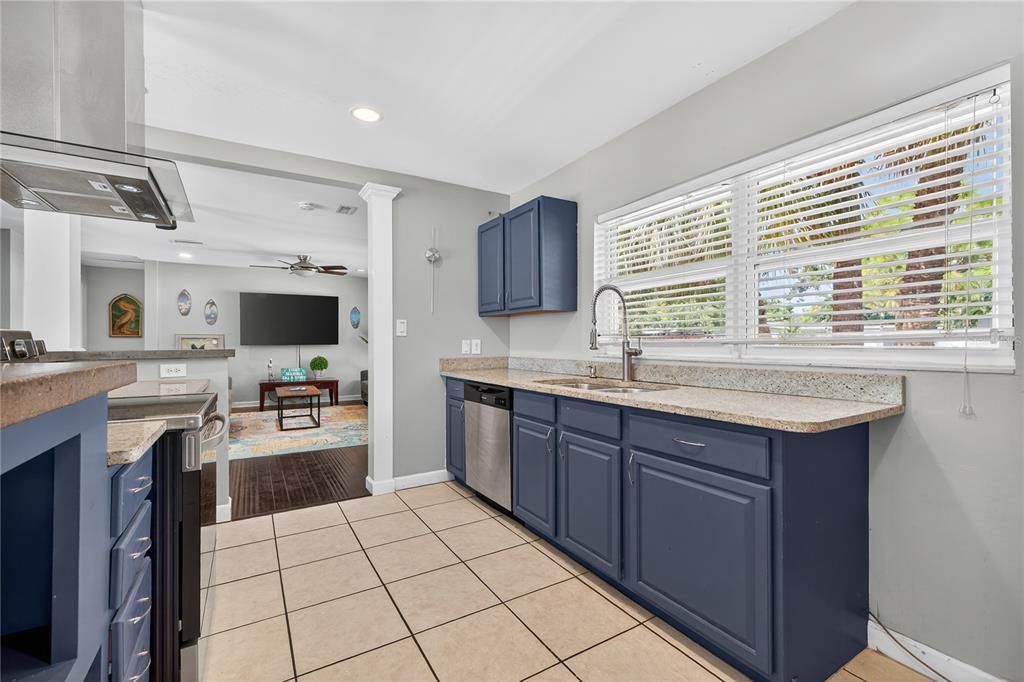 Interior, Kitchen, Recessed Lighting, Wood Texture Flooring