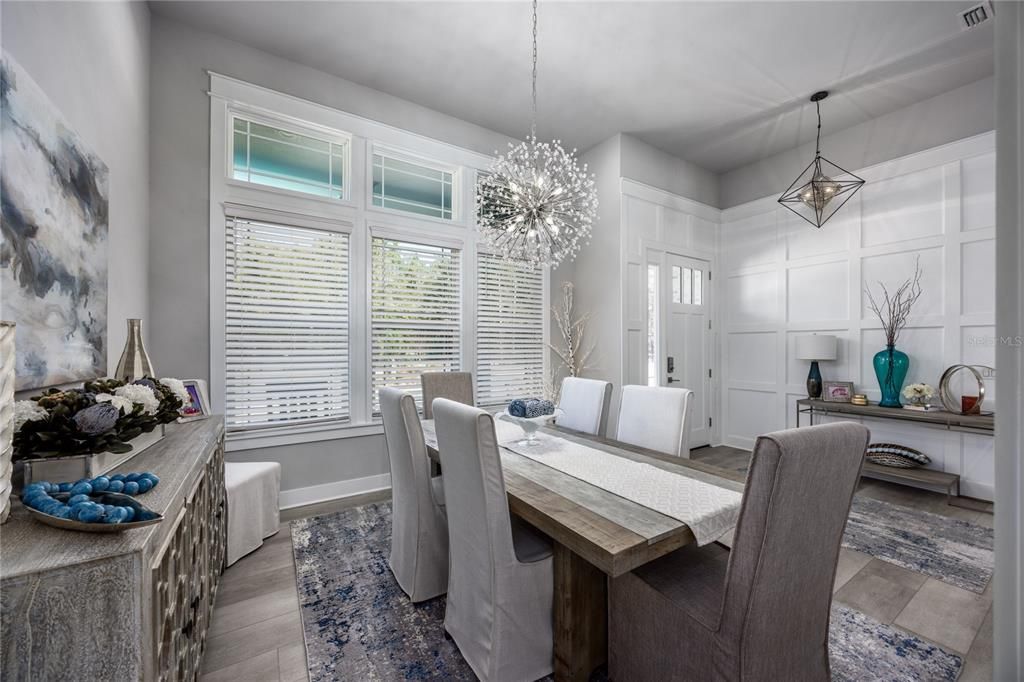 Chandelier, Dining room, Interior, Pendant Lights, Wood Texture Flooring