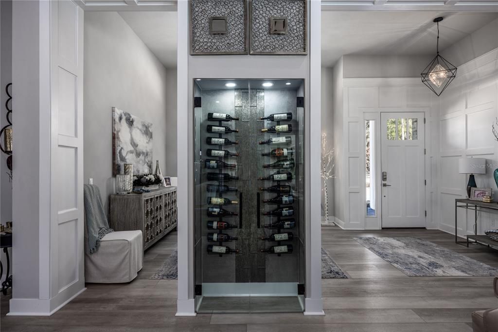Interior, Pendant Lights, Recessed Lighting, Wine Storage, Wood Texture Flooring