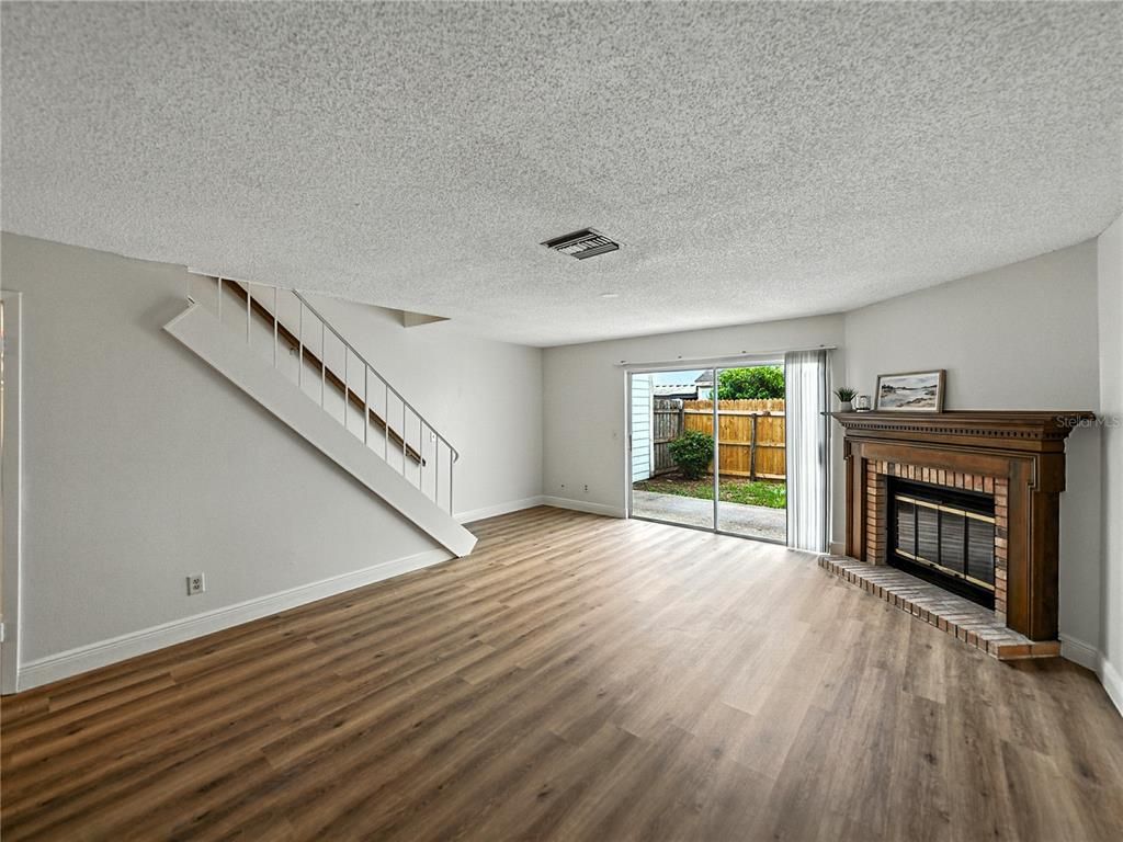 Empty room, Fireplace, Interior, Wood Texture Flooring