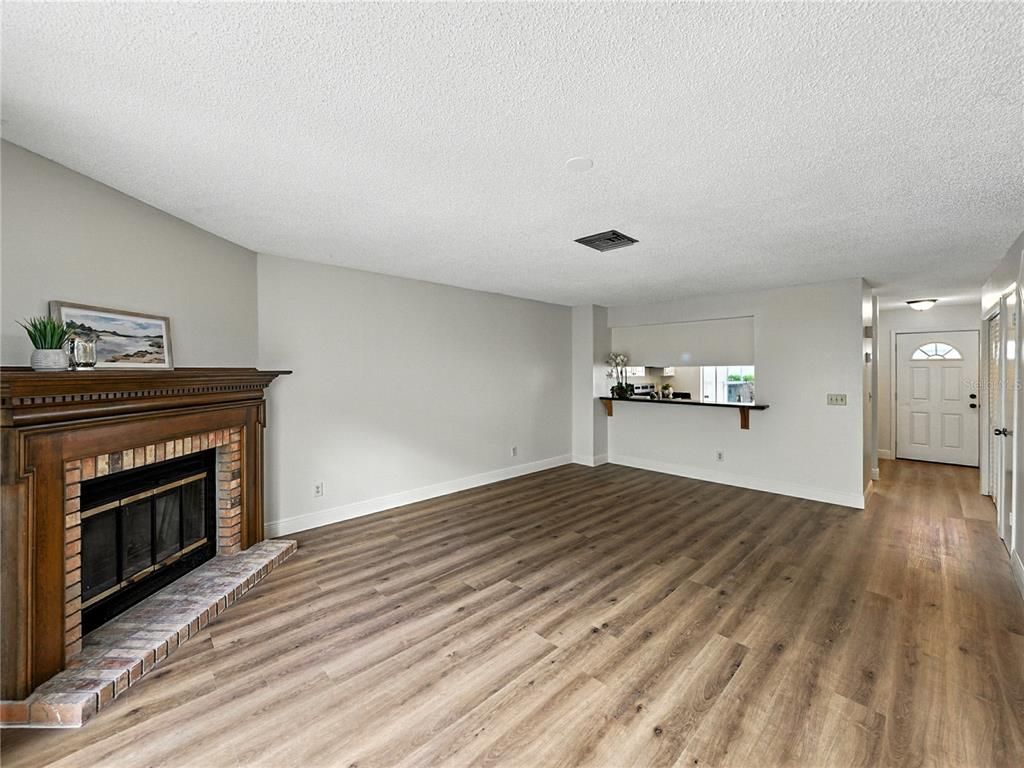 Empty room, Fireplace, Interior, Wood Texture Flooring