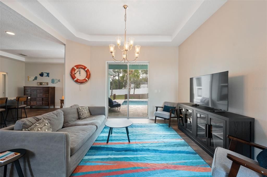 Chandelier, Interior, Living room, Recessed Lighting