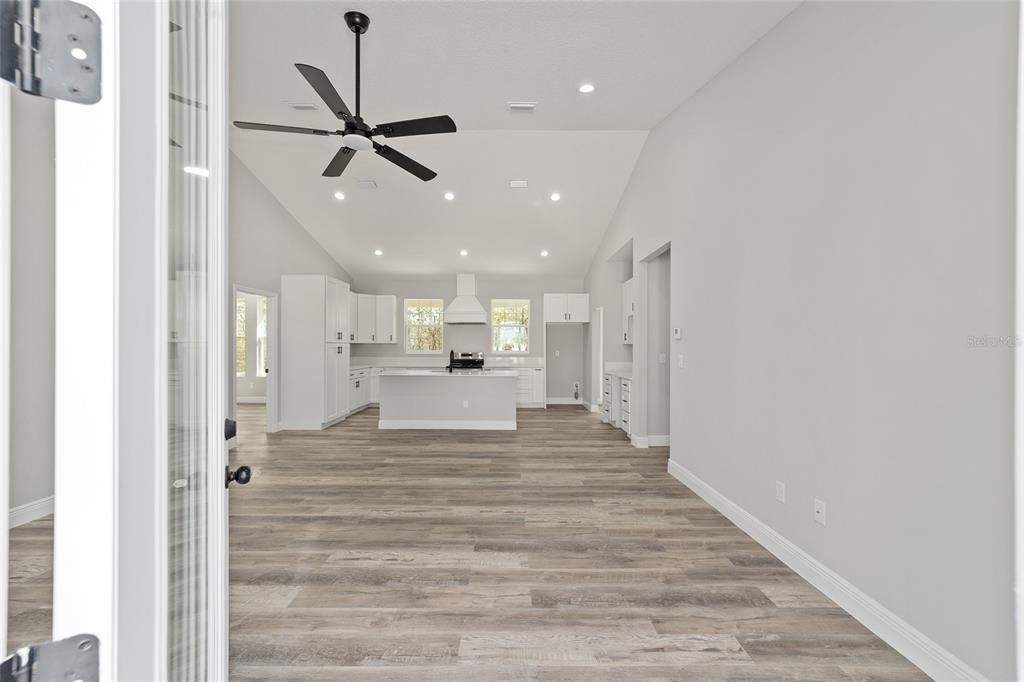 Interior, Kitchen, Recessed Lighting, Wood Texture Flooring