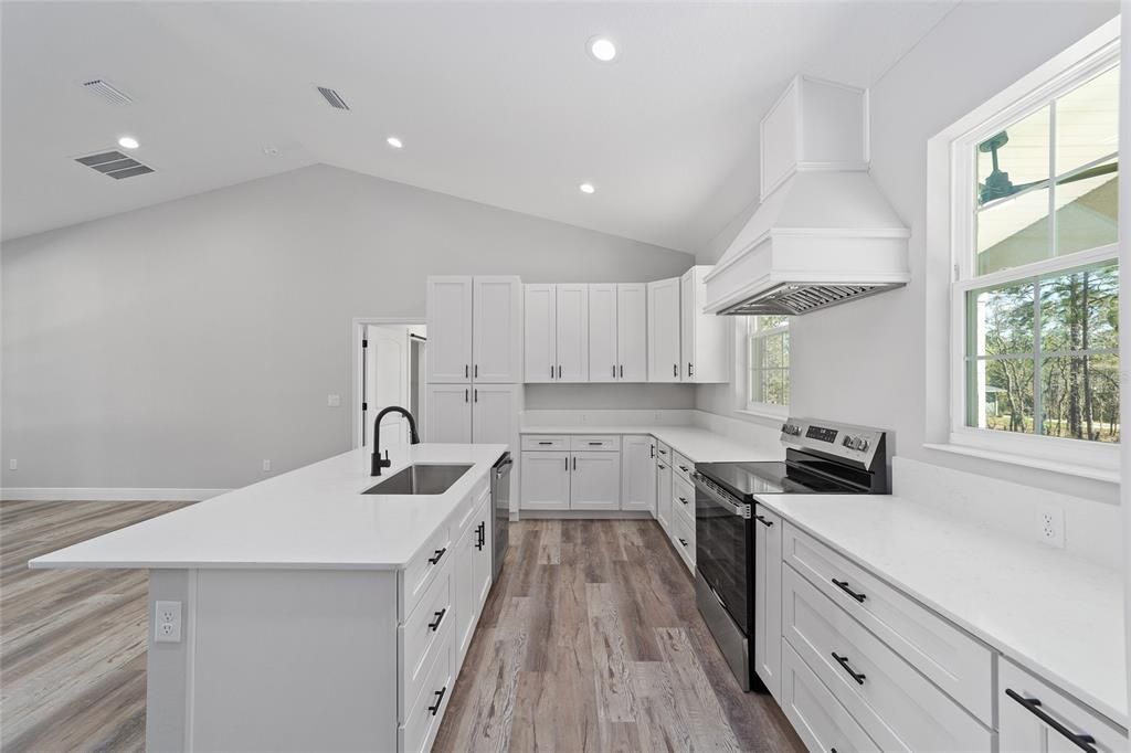 Interior, Kitchen, Recessed Lighting, Wood Texture Flooring