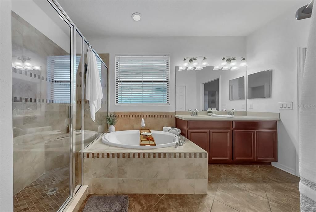 Bathroom, Dual Sink Vanities, Glass Shower, Interior, Recessed Lighting
