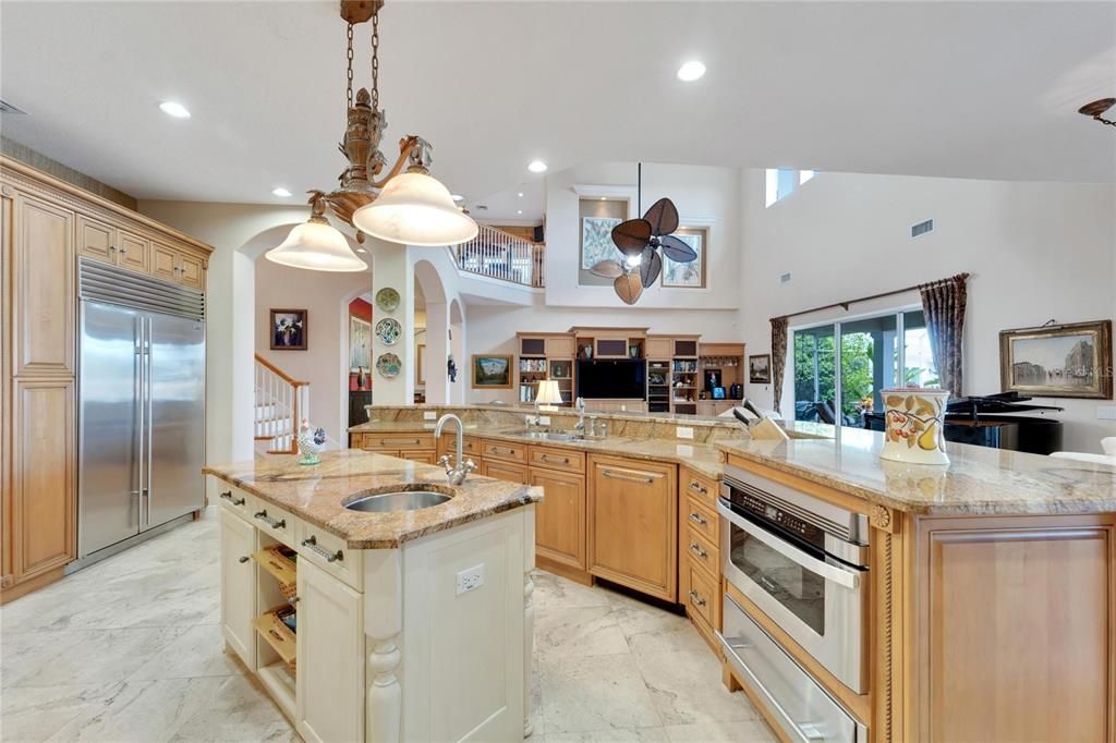 Interior, Kitchen, Marble, Pendant Lights, Recessed Lighting, Stainless Steel Appliances