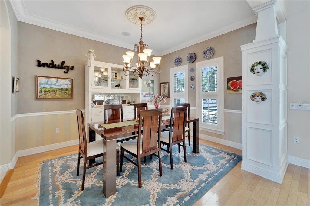 Chandelier, Dining room, Interior, Wood Texture Flooring