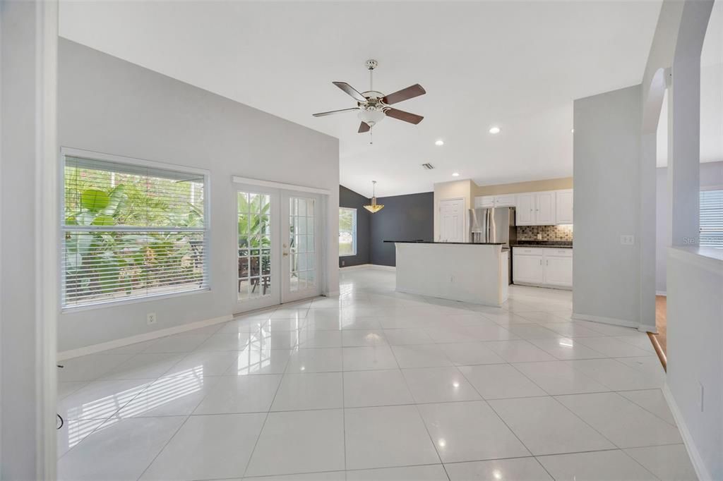 Empty room, Interior, Kitchen, Pendant Lights, Recessed Lighting
