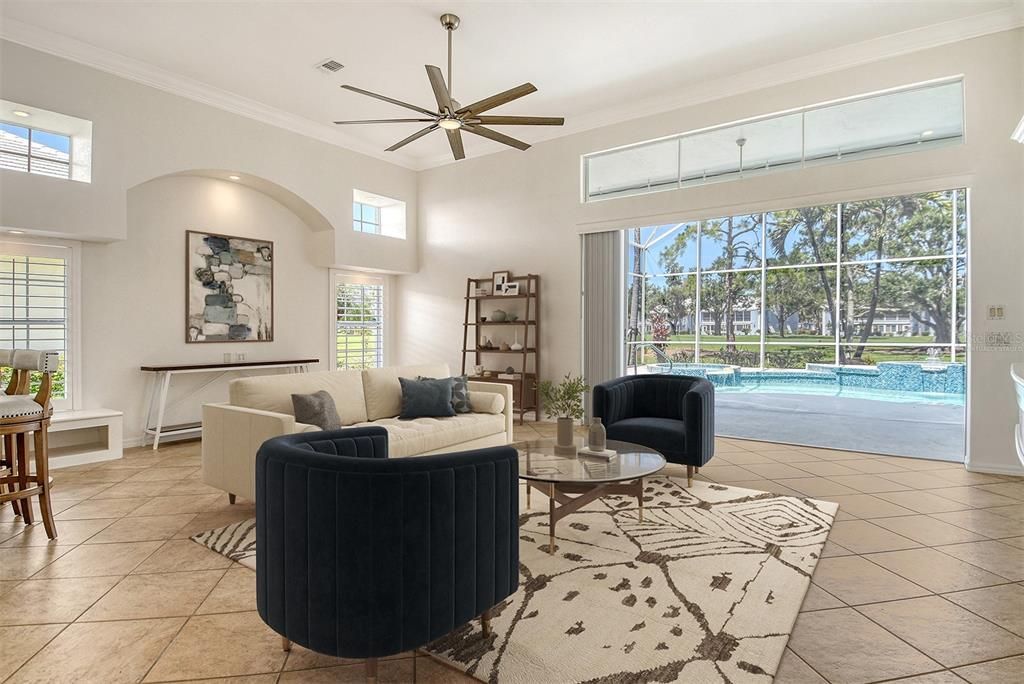 Interior, Living room, Recessed Lighting