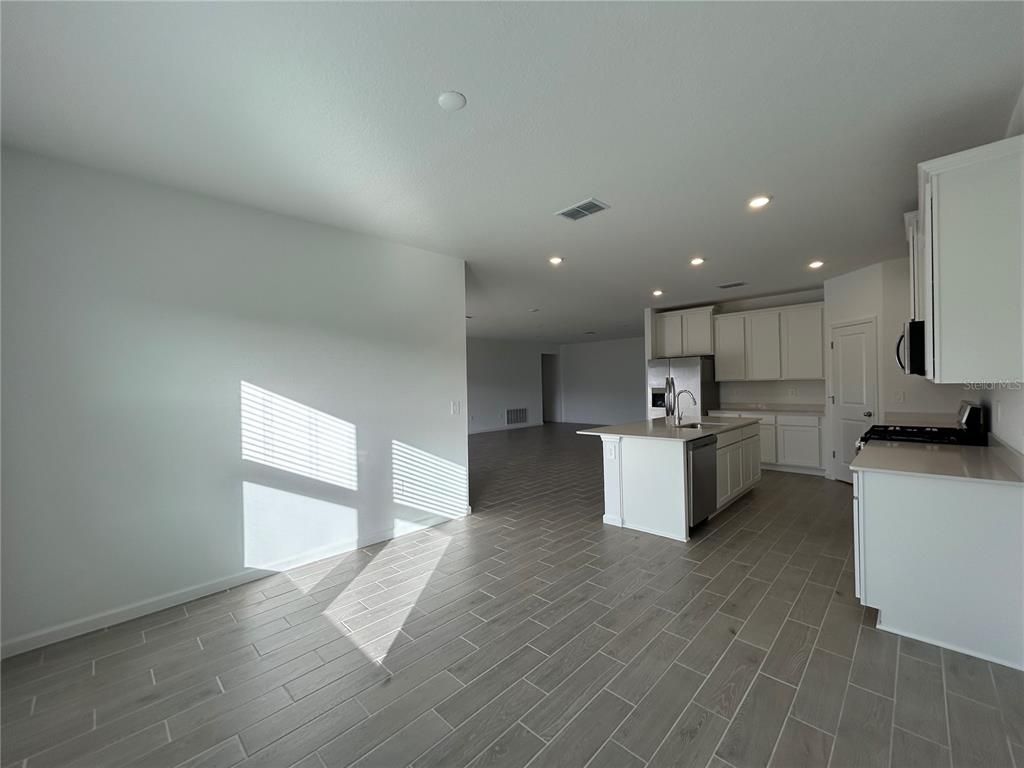 Interior, Kitchen, Recessed Lighting, Wood Texture Flooring