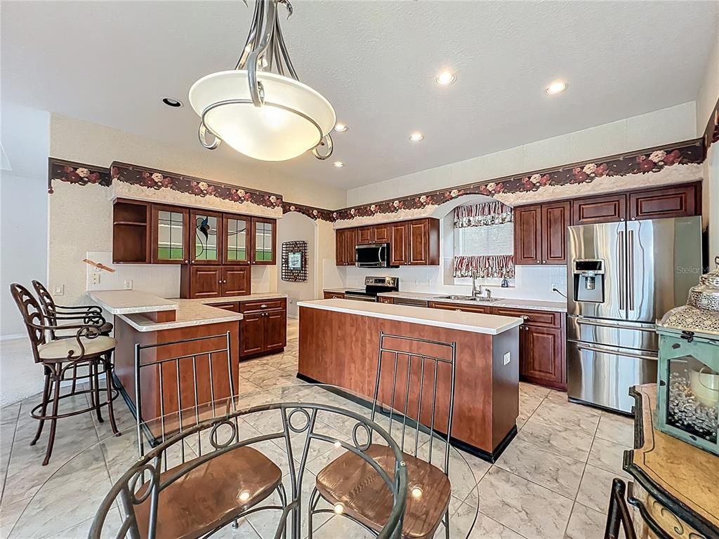 Interior, Kitchen, Marble, Recessed Lighting, Stainless Steel Appliances