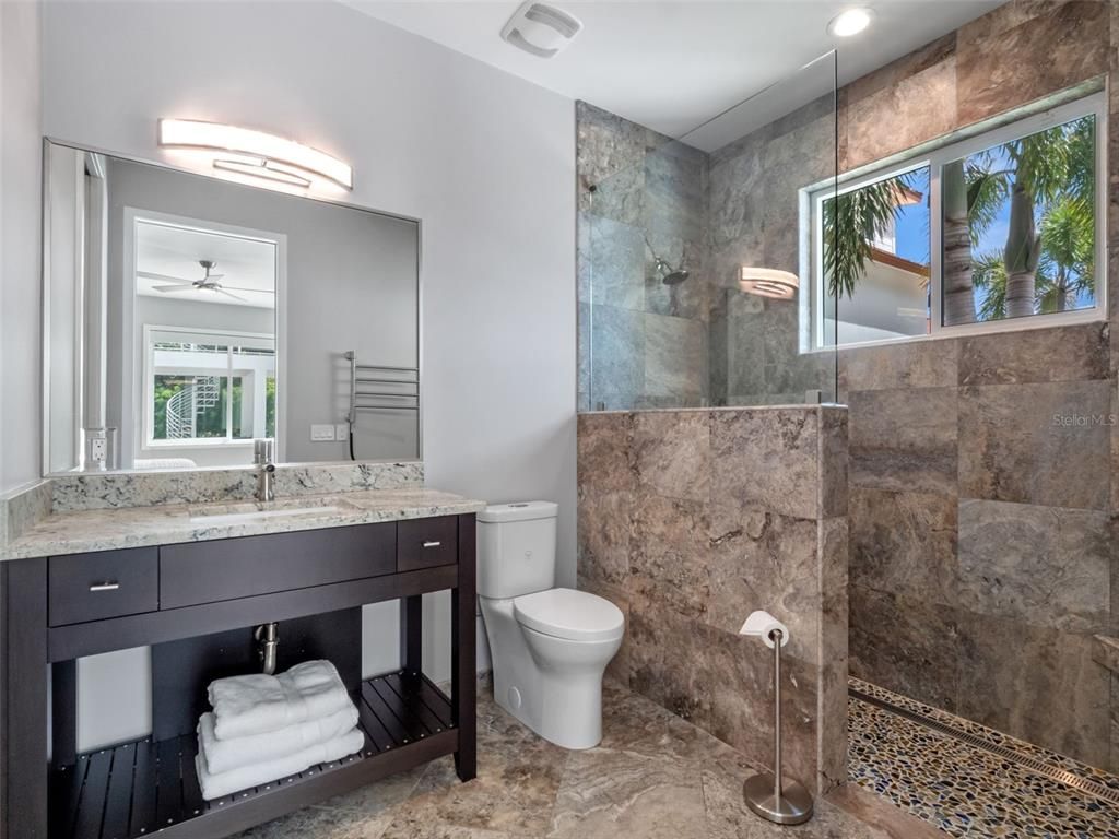 Bathroom, Glass Shower, Interior, Recessed Lighting