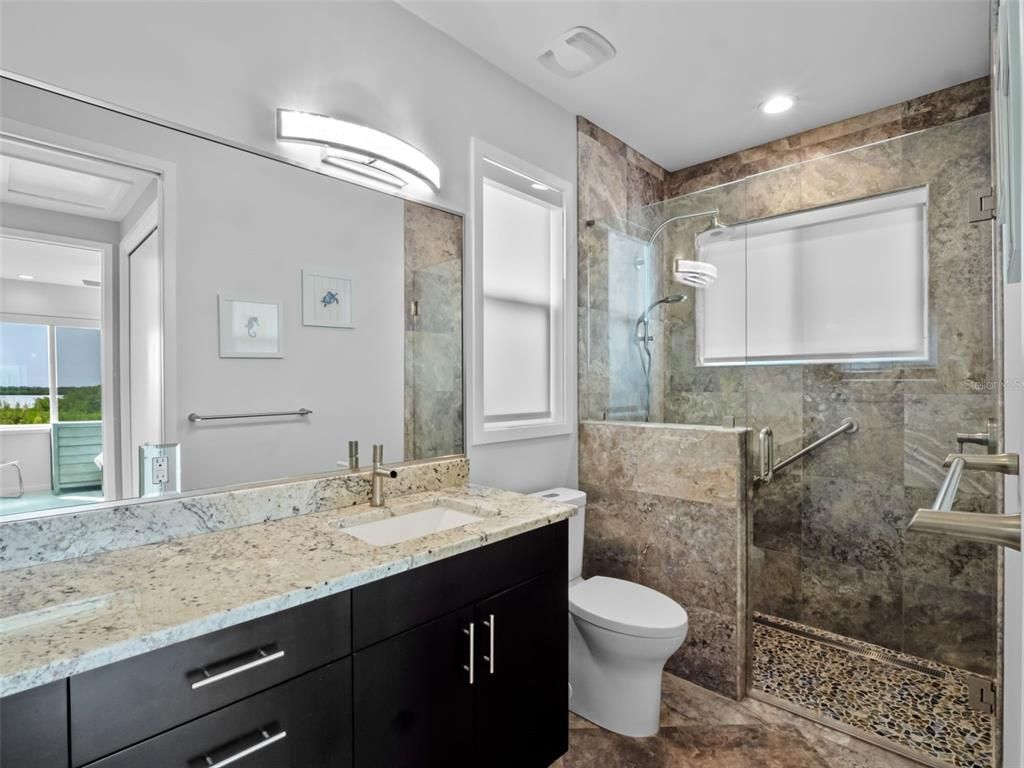 Bathroom, Glass Shower, Interior, Recessed Lighting