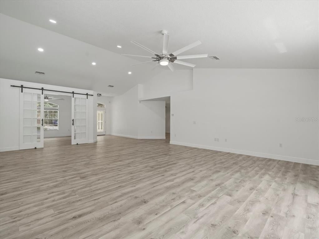 Empty room, Interior, Recessed Lighting, Wood Texture Flooring