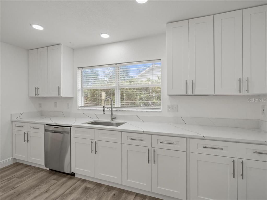 Interior, Kitchen, Recessed Lighting, Wood Texture Flooring