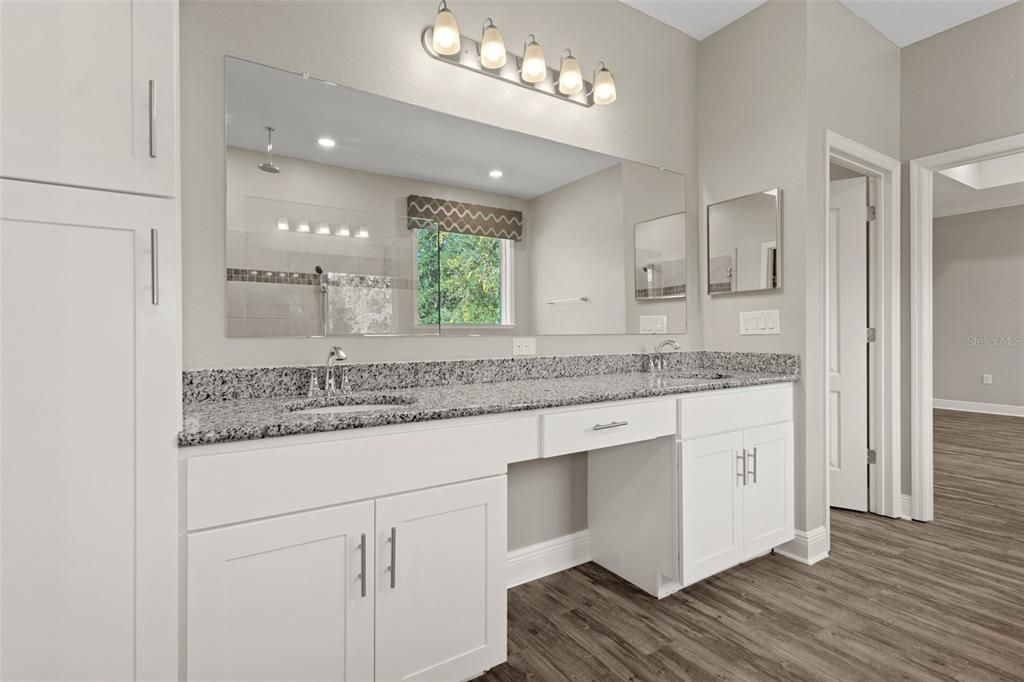 Bathroom, Dual Sink Vanities, Interior, Wood Texture Flooring