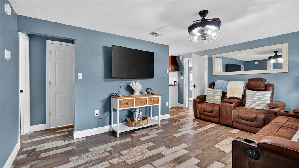 Home Theatre Room, Interior, Living room, Wood Texture Flooring